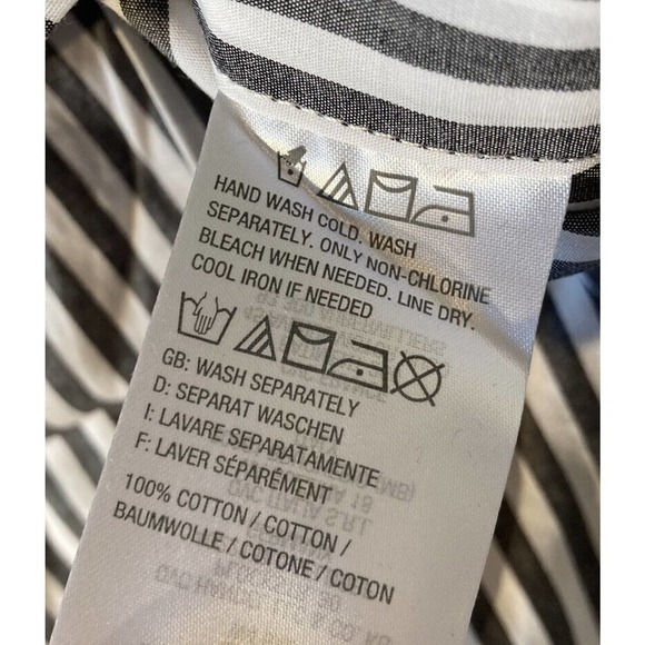 NWT Attitudes by Renee Parisian Striped Button Down Shirt Size 14 Black White - Picture 4 of 8